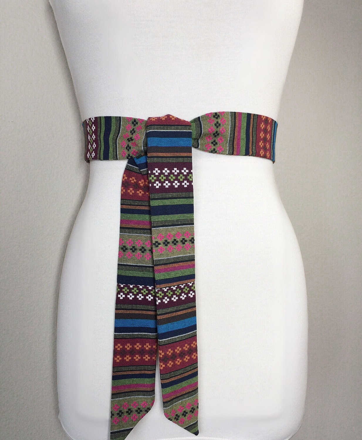 Woven Ethnic Print Sash, Aztec Sash, Tribal Sash, Native American Belt ...