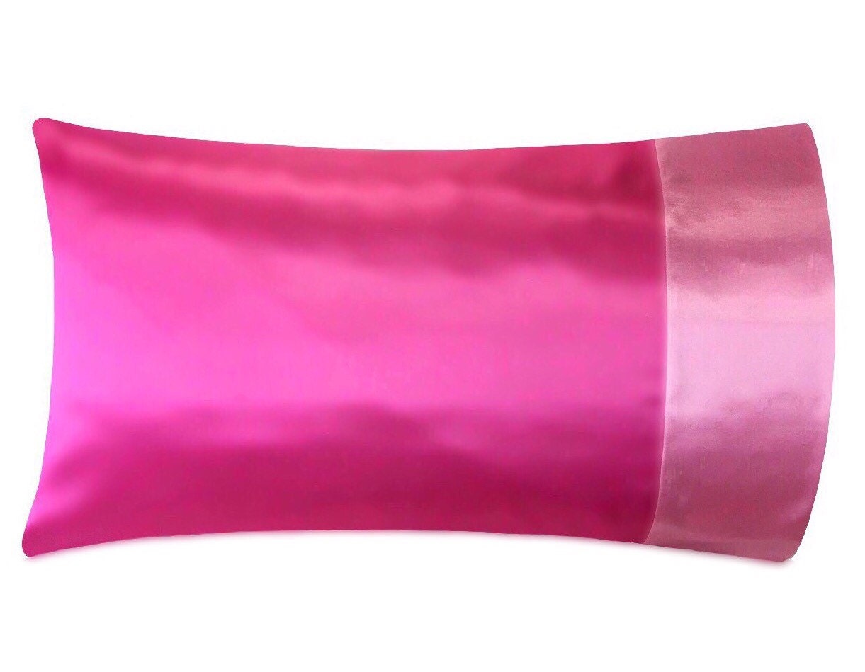 Mixed Pink Satin Pillowcase Hot Pink Satin Pillow Case Two Etsy