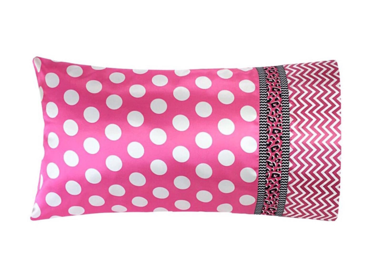Bright Pink Polka Dot Satin Pillow Case Pink Chevron Etsy