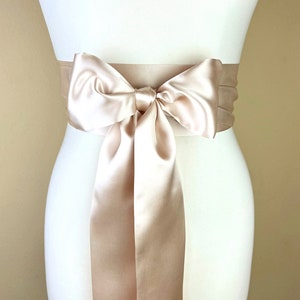 Champagne Satin Sash, Wide Champagne Sash Belt, Satin Obi Sash Belt, Bridal Sash, Bridesmaid Sash, Champagne Wedding Dress Sash, Satin Swank image 1