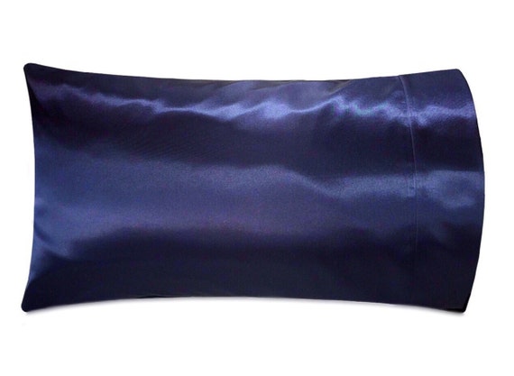 Navy Blue Satin Pillowcase Navy Satin travel pillow | Etsy