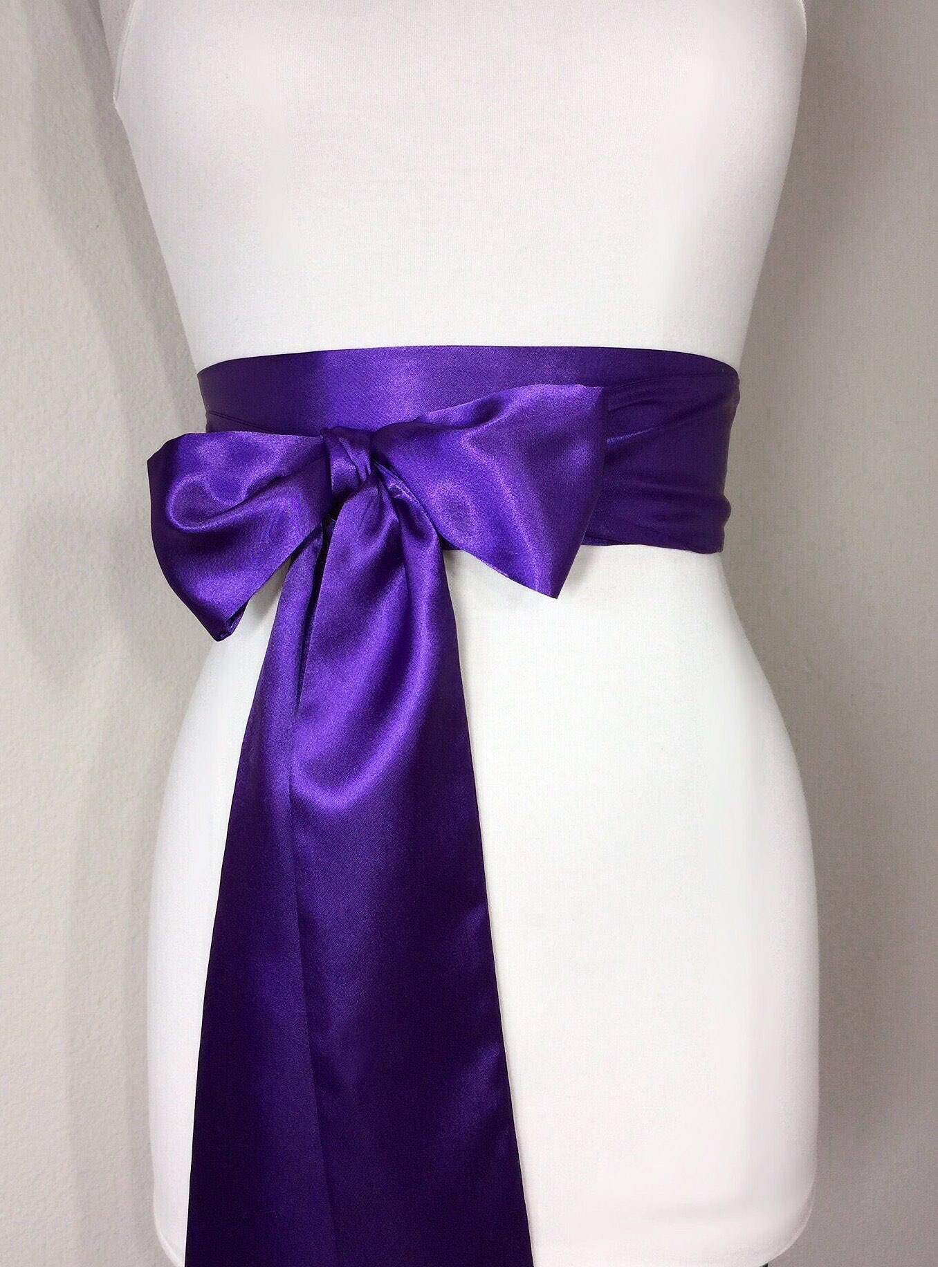 Purple Satin Sash, Purple Wedding, Bridesmaid Sash, Satin Sash Belt