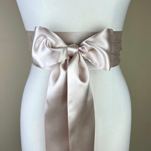 Champagne Satin Sash, Wide Champagne Sash Belt, Satin Obi Sash Belt, Bridal Sash, Bridesmaid Sash, Champagne Wedding Dress Sash, Satin Swank image 8