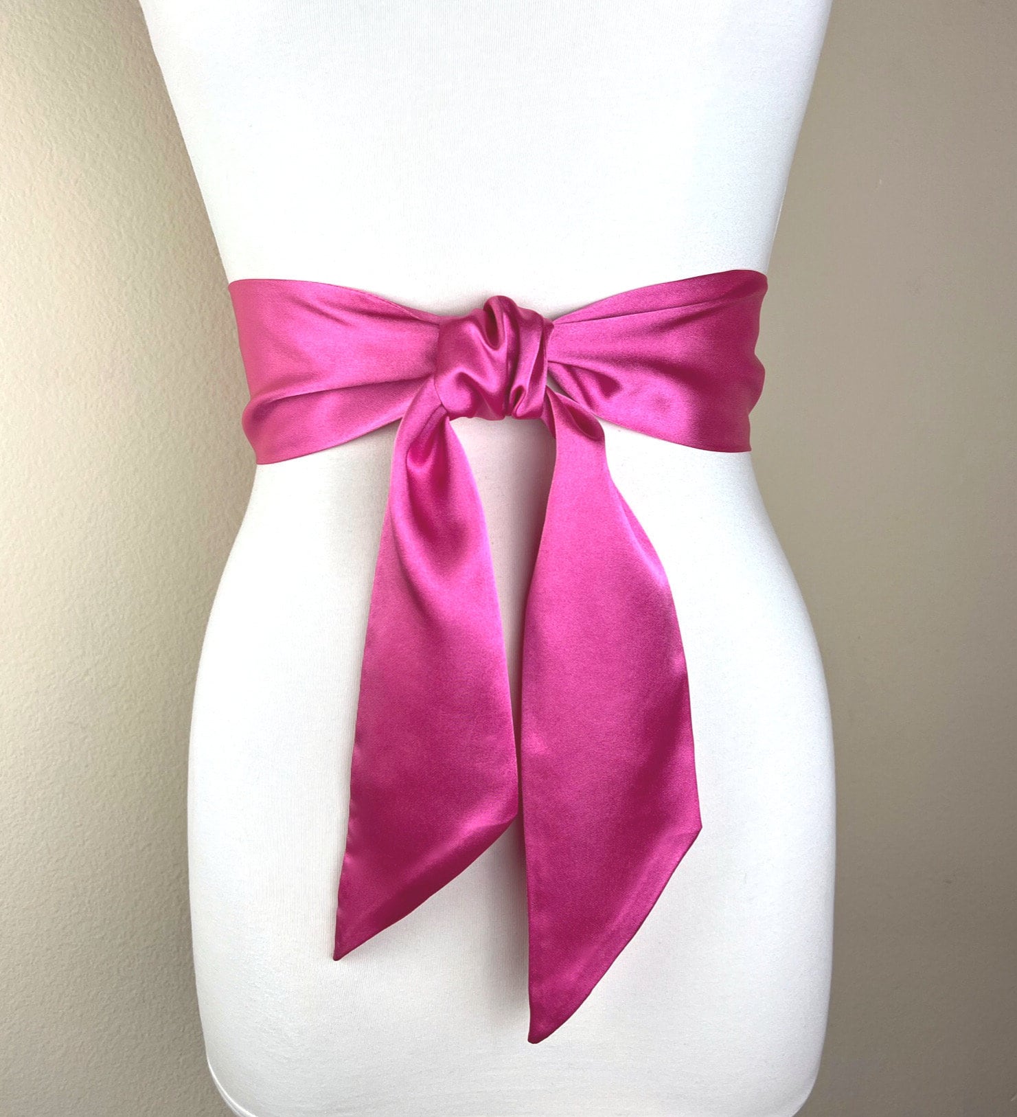 Wide Hot Pink Satin Sash Hot Pink Sash Belt Hot Pink Dress Sash