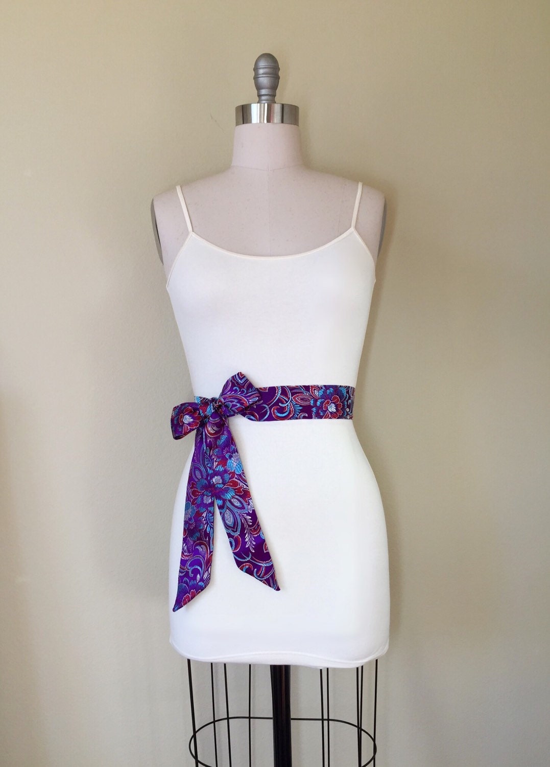 Purple Brocade Sash, Purple Sash in Chinese Brocade, Purple Satin Sash