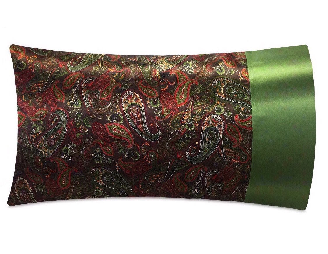 Brown Paisley Satin Pillowcase Brown Green Satin Pillow Case