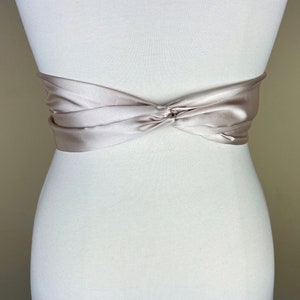 Champagne Satin Sash, Wide Champagne Sash Belt, Satin Obi Sash Belt, Bridal Sash, Bridesmaid Sash, Champagne Wedding Dress Sash, Satin Swank image 4