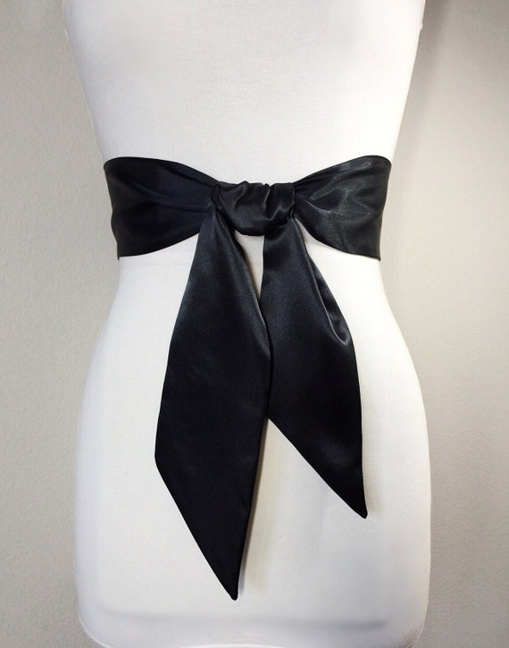 Black Satin Sash Solid Black Sash Belt 