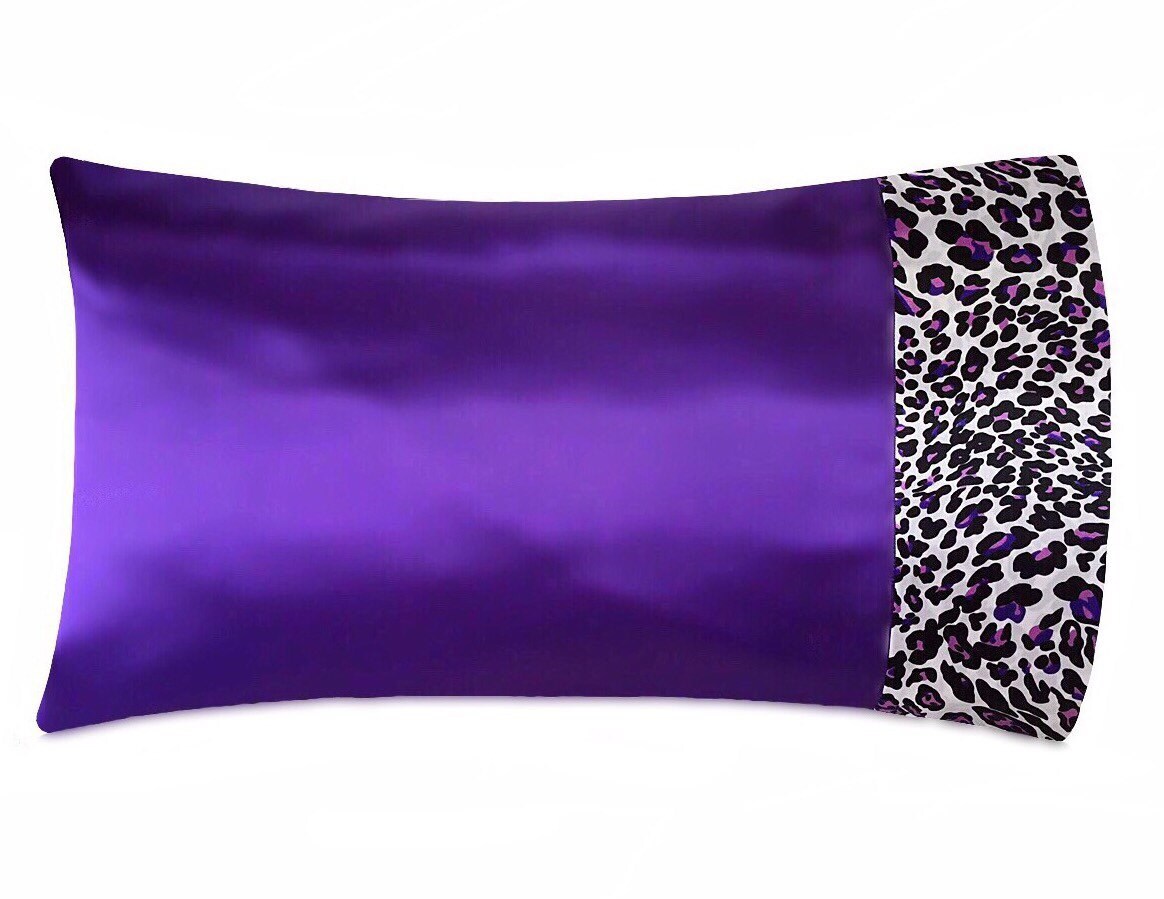 Purple Leopard Satin Pillowcase Purple Satin Pillow Case