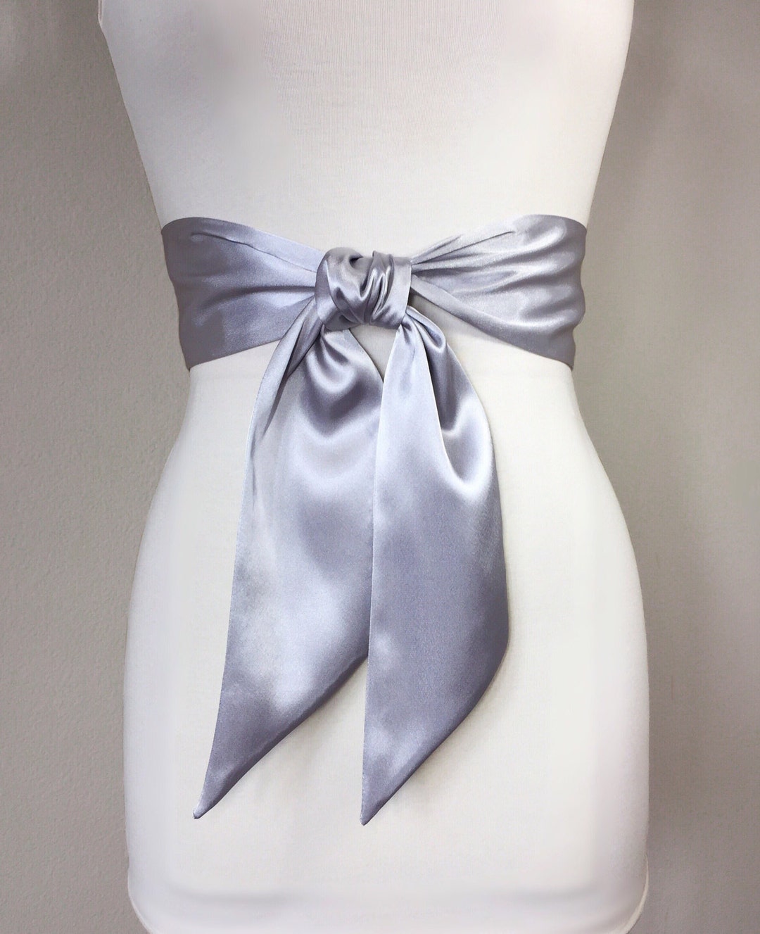 Bright Silver Satin Sash Silver Sash Belt Wide Silver Etsy