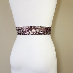 Asian Brocade Sash in Brown Rose Gold & Silver Paisley and - Etsy