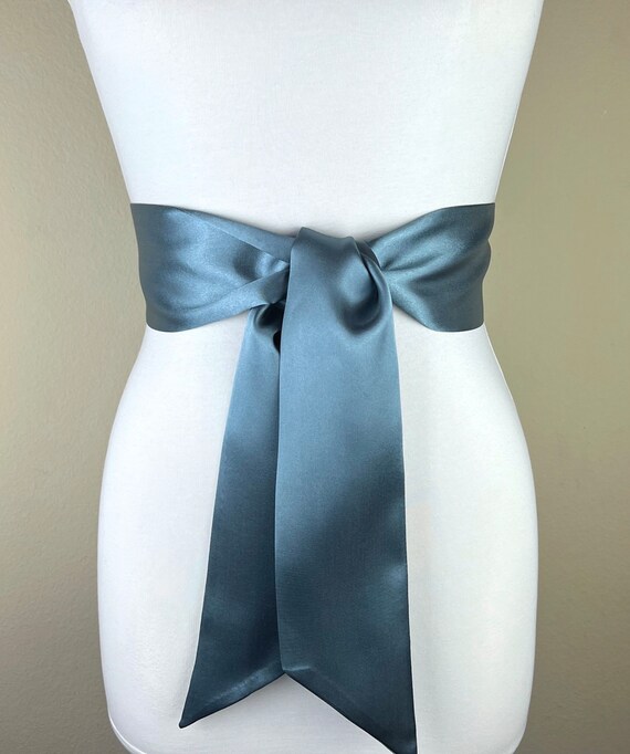 Steel Gray Satin Sash Solid Gray Sash Belt Gray Wedding Dress