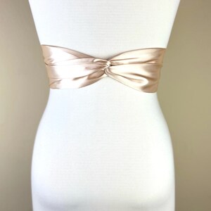 Champagne Satin Sash, Wide Champagne Sash Belt, Satin Obi Sash Belt, Bridal Sash, Bridesmaid Sash, Champagne Wedding Dress Sash, Satin Swank image 2