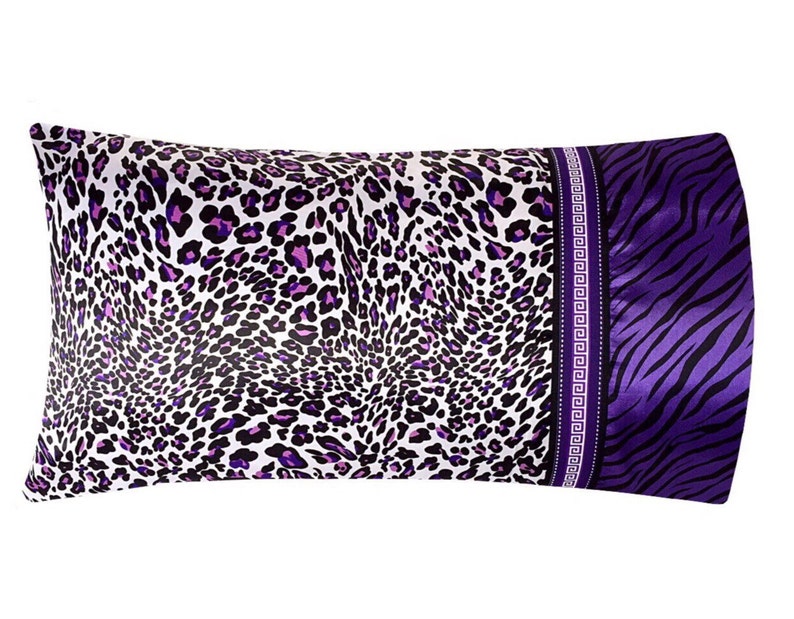 Purple Leopard Pillowcase Zebra Pillow Case Leopard Satin Etsy