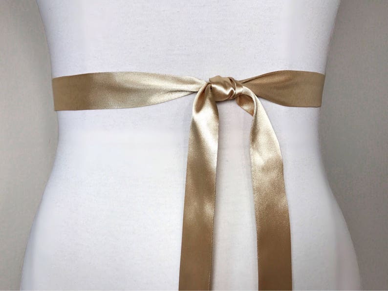 Skinny Gold Tie Belt Satin Swank Extra Narrow Gold Sash Thin Sash Belt Satin Gold Belt Skinny Sash Belt Pale Gold Satin Sash Belt