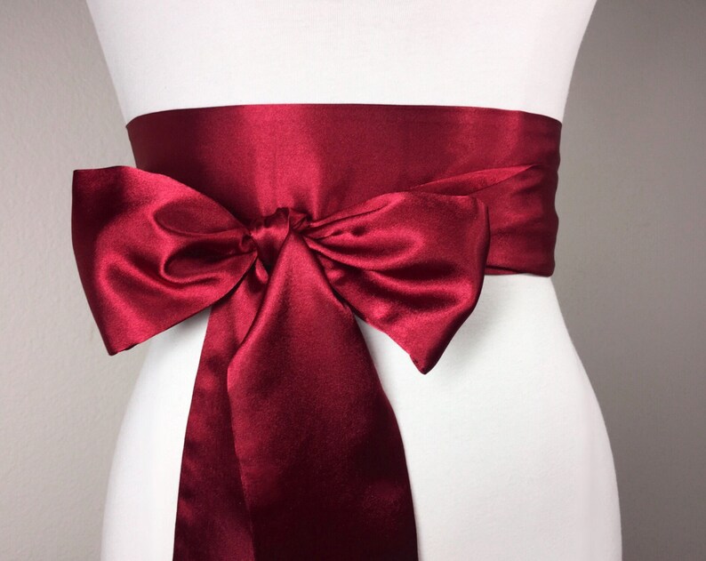 Cranberry Red Sash Deep Red Satin Sash Reversible Double Etsy