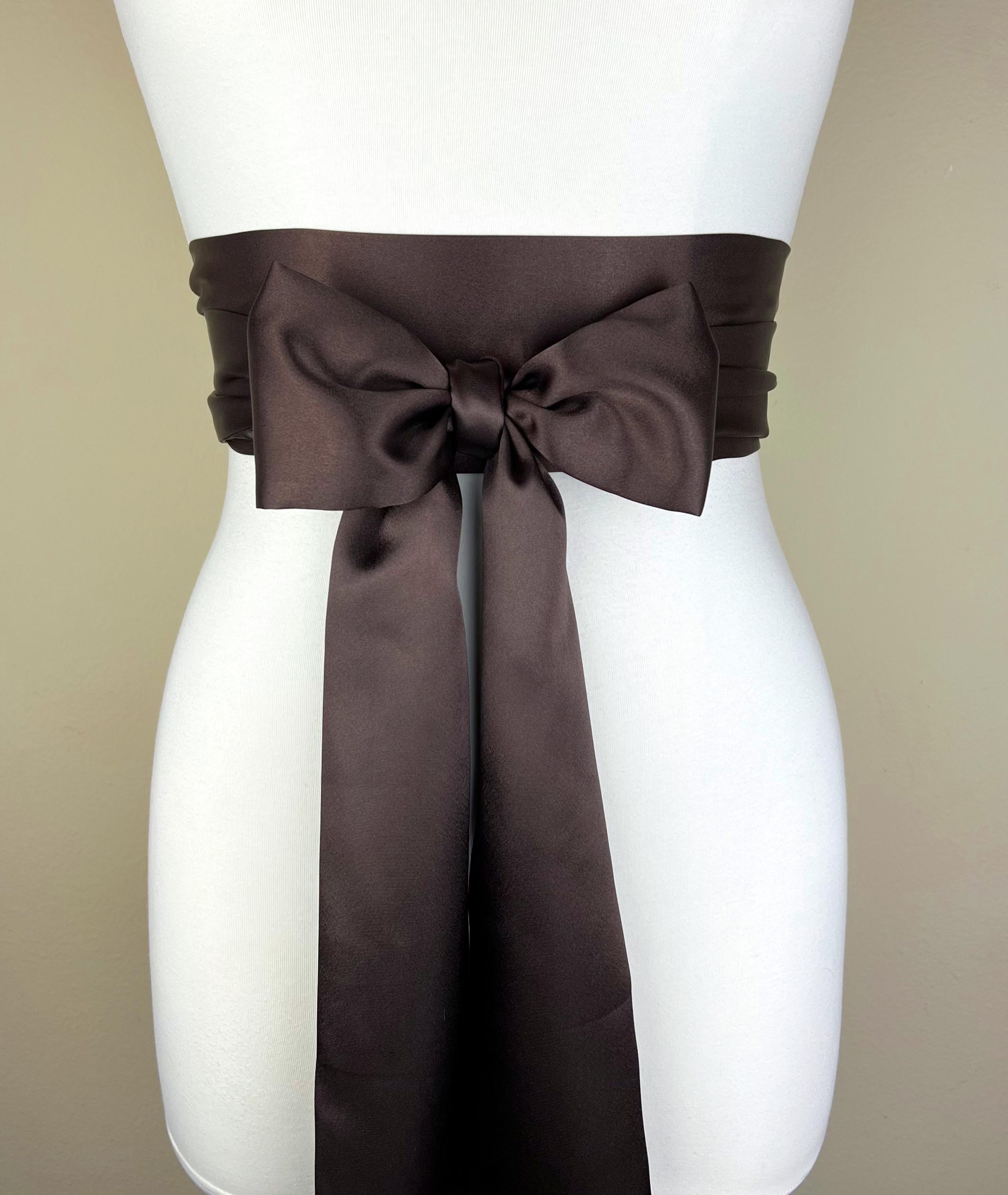 Chocolate Brown Sash Chocolate Satin Sash Reversible Waist Wrap Belt Obi Sash Bow Belt Bridesmaid Sash Wedding Bridal Sash Satin Swank Etsy