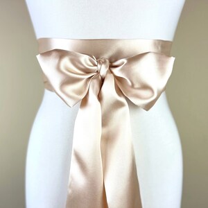 Champagne Satin Sash, Wide Champagne Sash Belt, Satin Obi Sash Belt, Bridal Sash, Bridesmaid Sash, Champagne Wedding Dress Sash, Satin Swank image 3