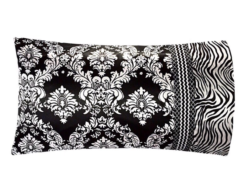 Damask Satin Pillowcase White Black Damask Pillow Case Etsy