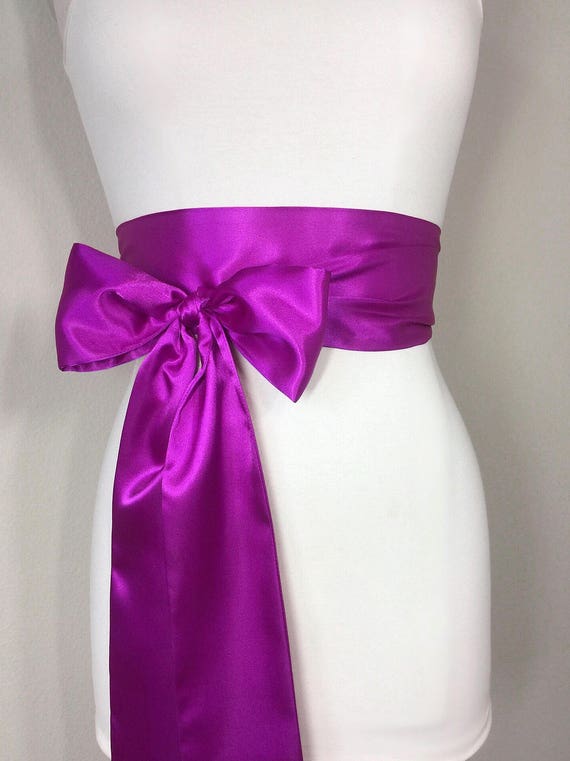 Bright Violet Sash, Violet Satin Sash, Long Sash Belt, Violet Purple Wedding Gown Sash, Violet Purple Sash Belt, Bridal Sash, Satin Swank
