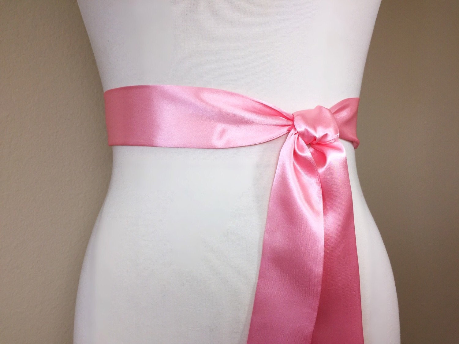 Narrow Pink Sash Light Pink Satin Sash Belt Bridesmaid Sash Etsy