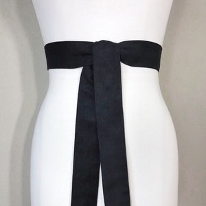 Ultra Suede Black Sash, Black Micro Suede Sash, Black Suede Cloth Sash Belt, Black Suede Accessories, Black Ultra Suede Belt, Satin Swank image 6