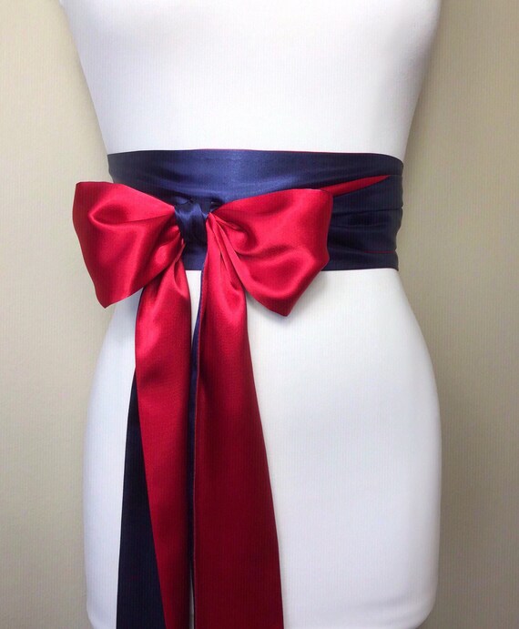Navy blue top sash belt