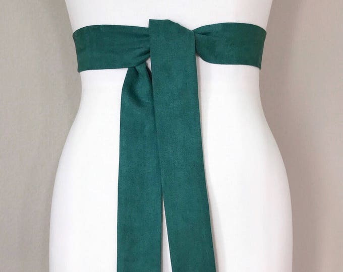 Ultra Suede Sash in Spruce Green, Dark Green Micro Suede Sash, Green Suede Cloth Sash Belt, Suede Accessories, Ultra Suede Belt, Satin Swank