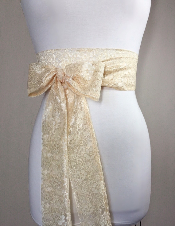 Pale Gold Lace Sash Gold Wedding Dress Sash Extra Long Lace - Etsy