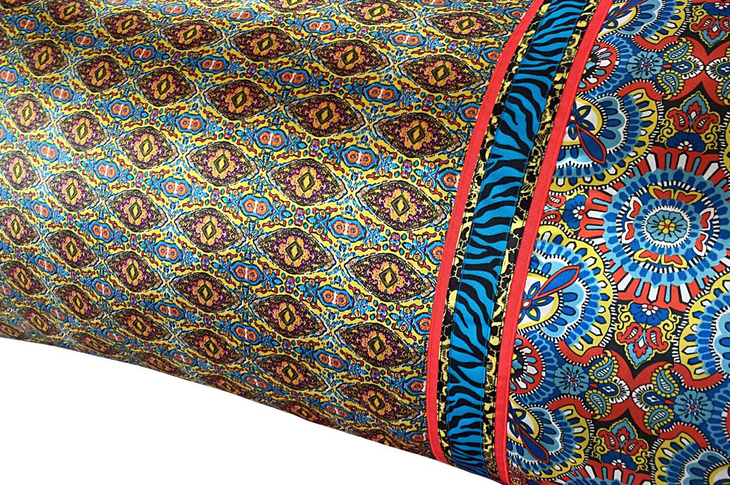 Bohemian Satin Pillowcase, Boho Pillow Case, Yellow Gold ...
