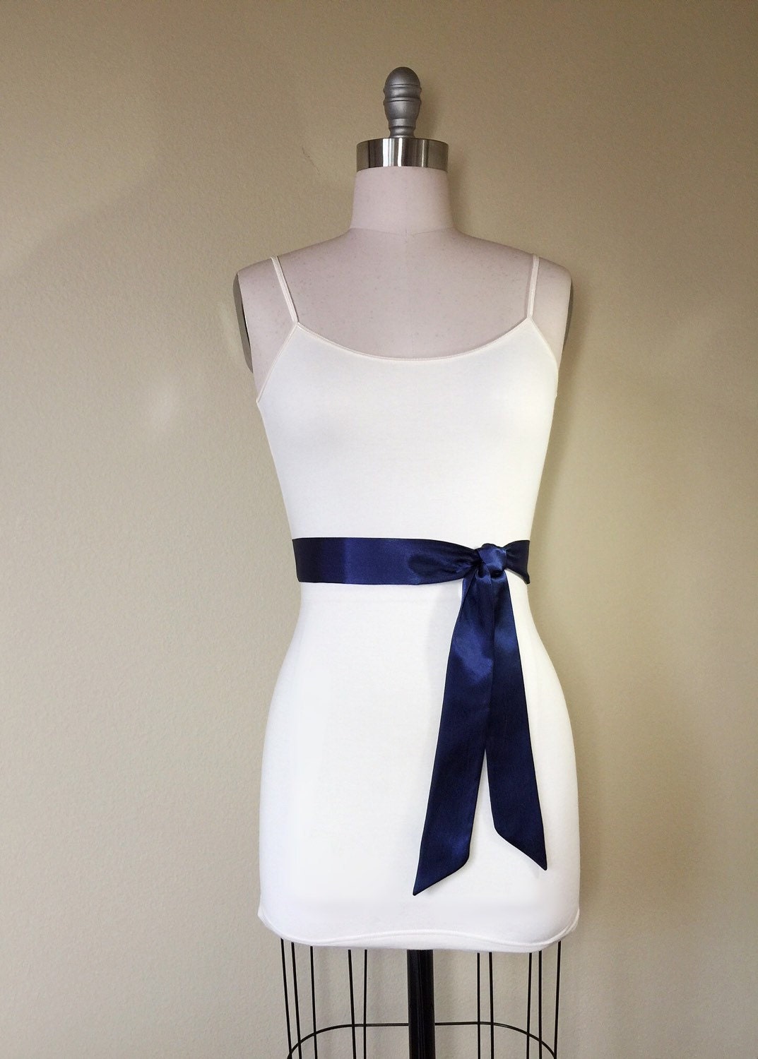 Narrow Navy Sash, Navy Satin Sash, Navy Blue Sash, Navy Sash Belt