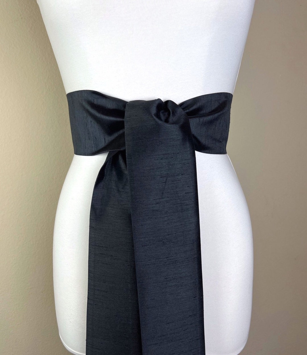 Wide Textured Black Sash Belt Black Dupioni Sash Black Dress Etsy