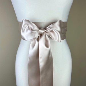 Champagne Satin Sash, Wide Champagne Sash Belt, Satin Obi Sash Belt, Bridal Sash, Bridesmaid Sash, Champagne Wedding Dress Sash, Satin Swank image 9