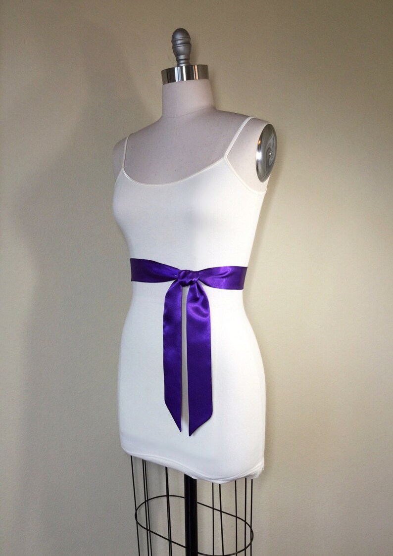 Narrow Purple Sash Purple Satin Sash Royal Purple Sash Belt Etsy