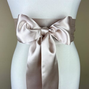 Champagne Satin Sash, Wide Champagne Sash Belt, Satin Obi Sash Belt, Bridal Sash, Bridesmaid Sash, Champagne Wedding Dress Sash, Satin Swank image 3