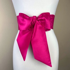 Crisp Taffeta Sash in Shocking Pink, Taffeta Bow Belt, Hot Pink Taffeta Sash, Formal Dress Sash, Hot Pink Sash Belt Taffeta Belt Satin Swank
