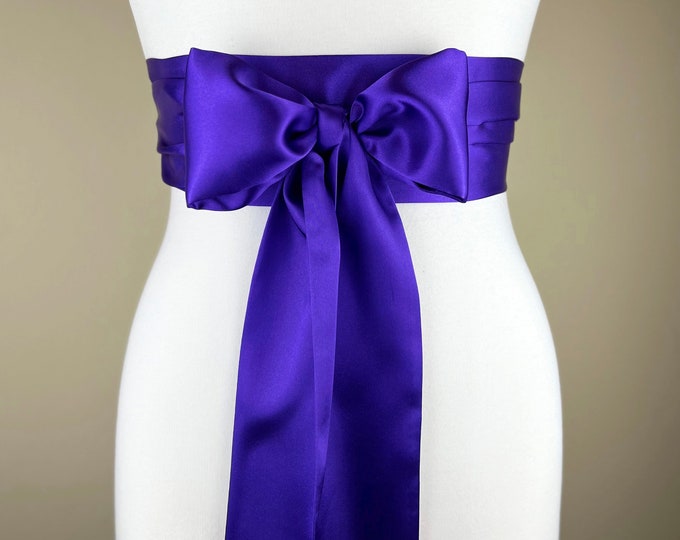 Purple Satin Sash, Purple Wedding, Bridesmaid Sash, Satin Sash Belt, Purple Sash Belt, Wedding Sash, Deep Amethyst Obi Belt, Satin Swank