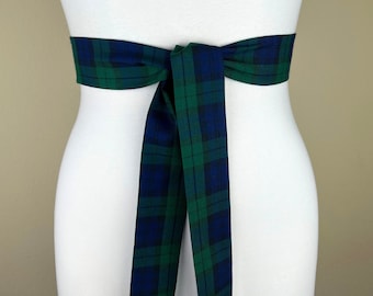 Black Watch Tartan Sash, Black Watch Plaid Sash Belt, Narrow Black Watch Sash, Scottish Tartan, Burns Dinner, Burns Night, Satin Swank