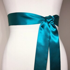 Narrow Teal Satin Sash Teal Sash Belt Deep Turquoise - Etsy