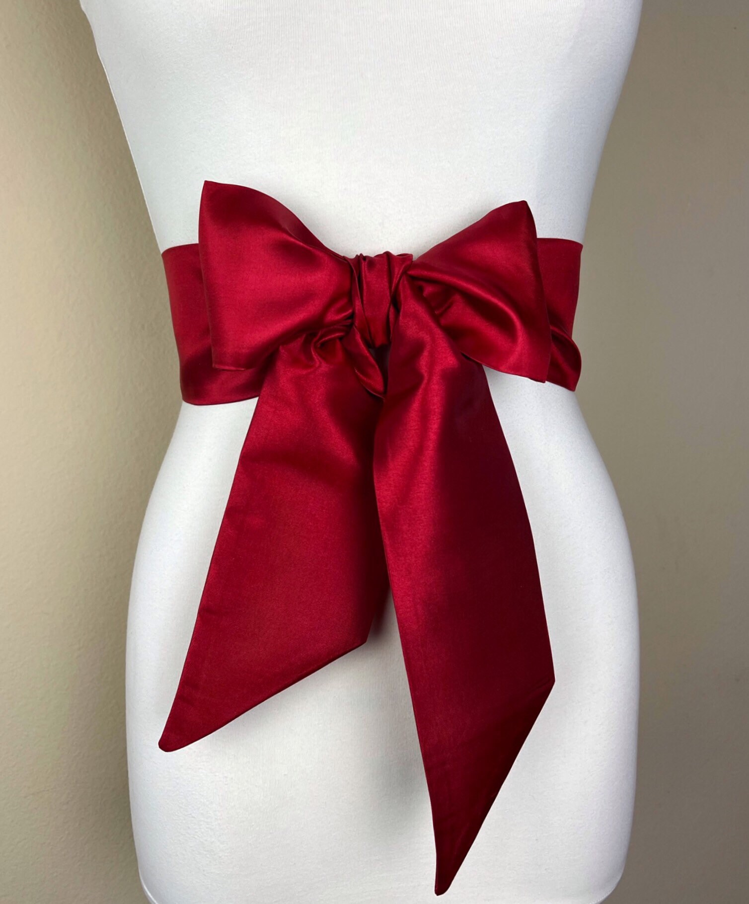Crisp Taffeta Sash in Cherry Red, Deep Red Taffeta Sash Belt, Dark Red Dress Sash, Cherry Red