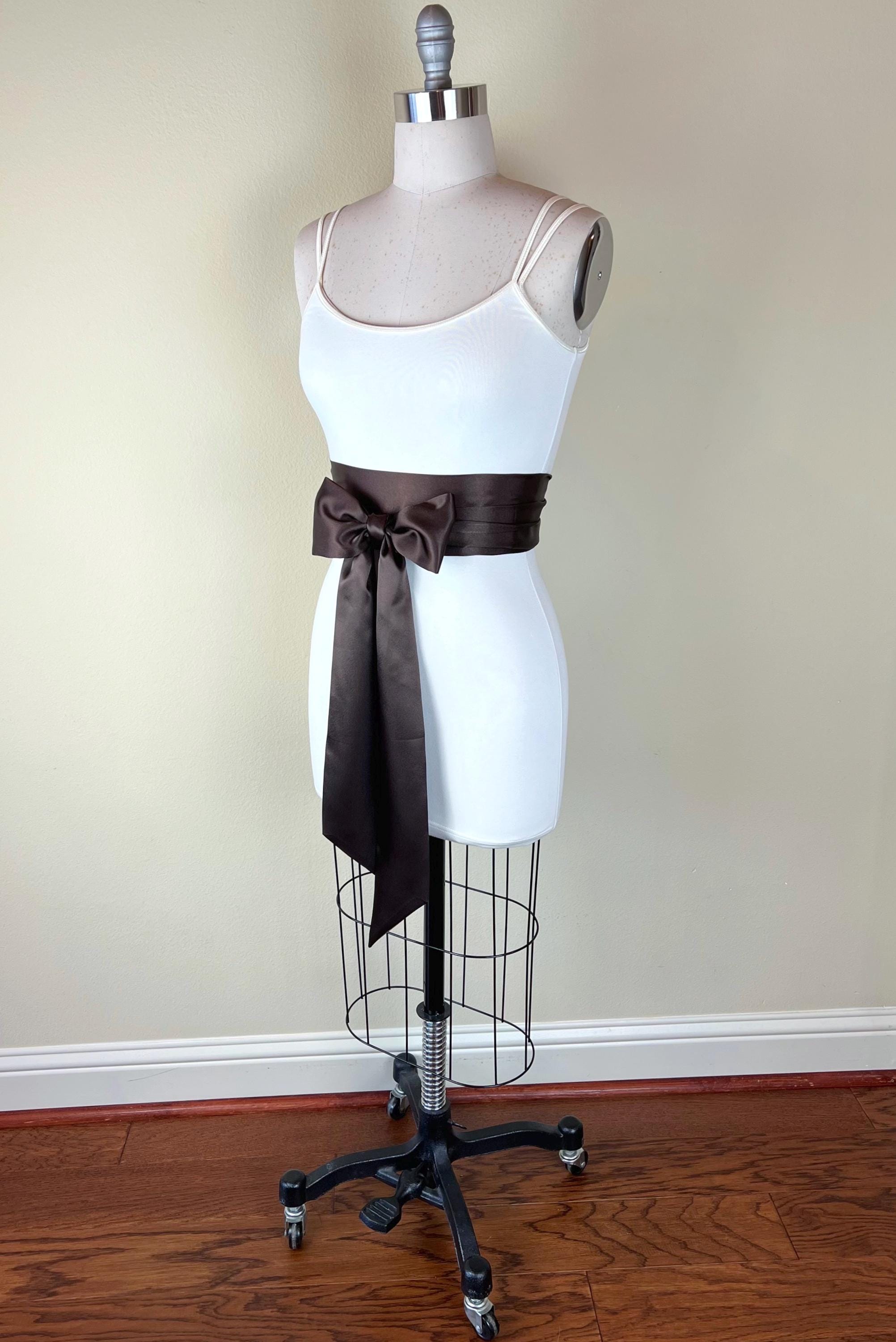 Chocolate Brown Sash, Chocolate Satin Sash, Reversible Waist