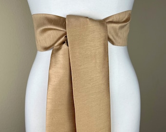 Wide Textured Gold Sash Belt, Gold Dupioni Sash, Gold Dress Sash, Dupioni Fabric Belt, Gold Wedding Sash, Formal Dress Sash, Satin Swank