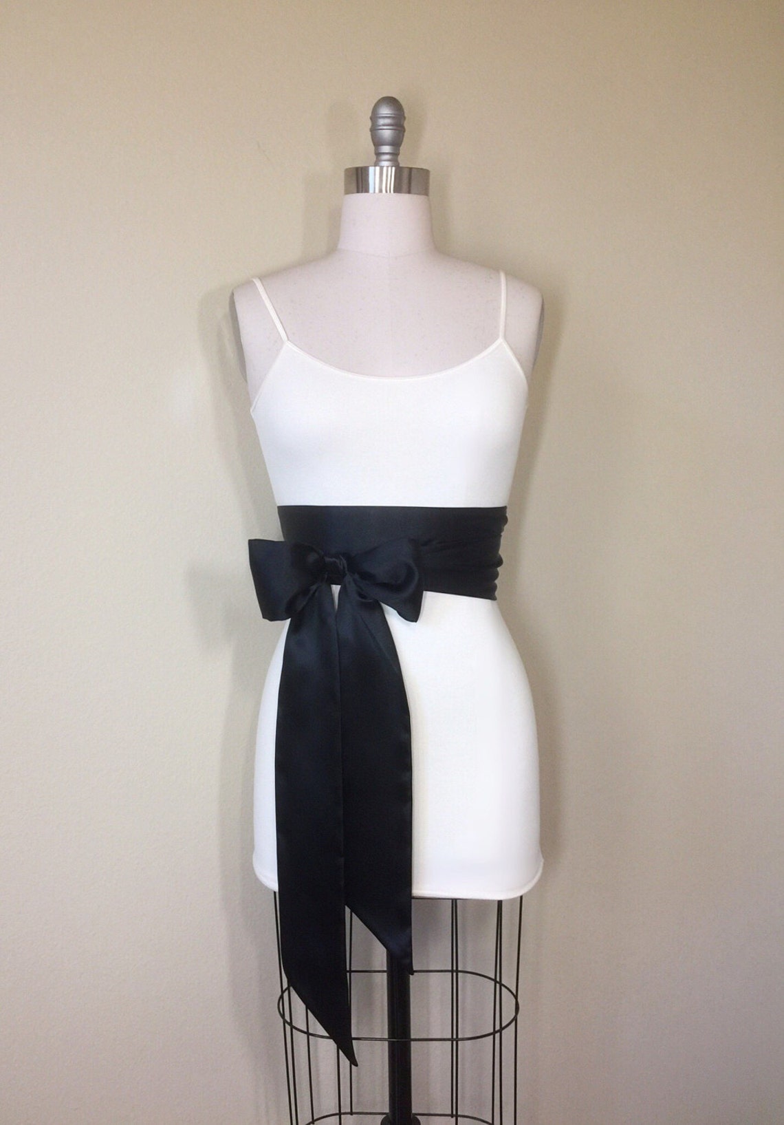 Solid Black Sash Black Satin Sash Reversible Double Waist Etsy