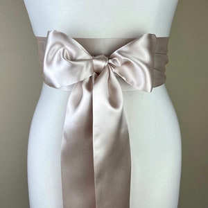 Champagne Satin Sash, Wide Champagne Sash Belt, Satin Obi Sash Belt, Bridal Sash, Bridesmaid Sash, Champagne Wedding Dress Sash, Satin Swank image 1