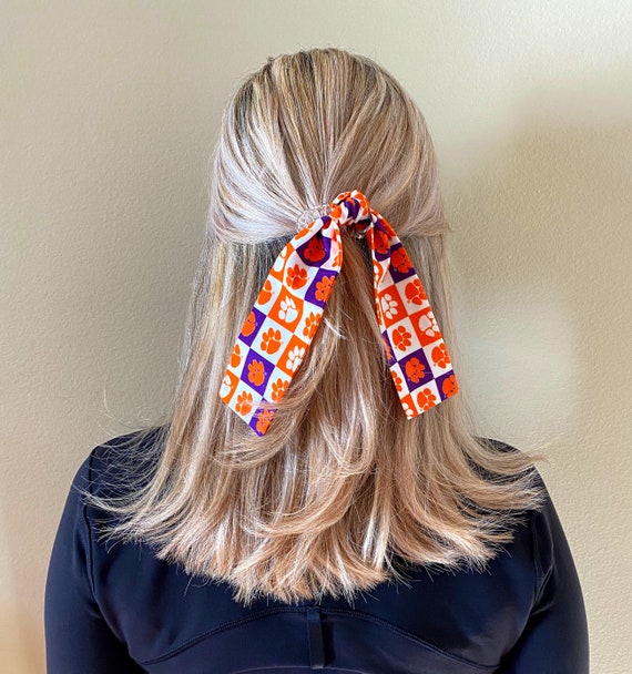 College Hair Ties in 2 Lengths, College Hair Bows, Game Day Outfit, College Hair Scarf, Tailgate Outfit, Kansas, Baylor, LSU, Clemson