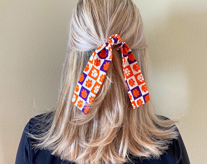 College Hair Tie, College Hair Bows, Game Day Outfit, College Hair Scarf, Tailgate Outfit, Kansas, Baylor, LSU, Clemson