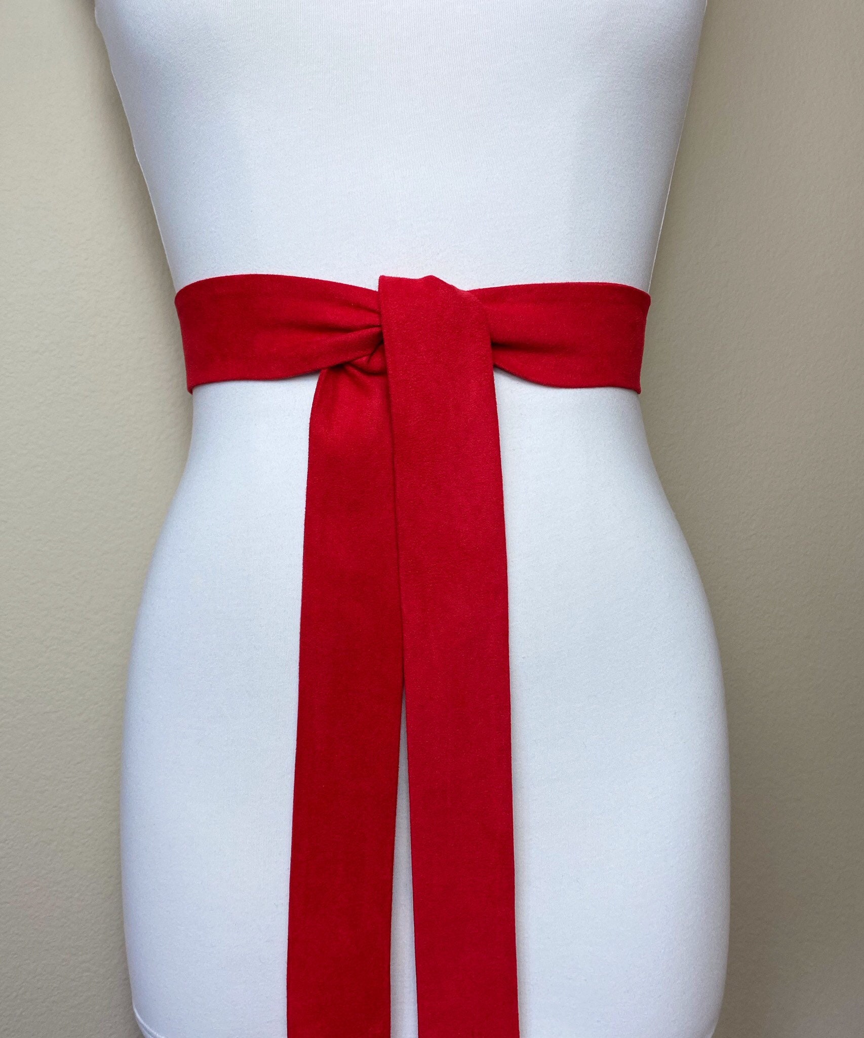 Narrow Ultra Suede Sash in True Red Suede Cloth Sash Belt - Etsy