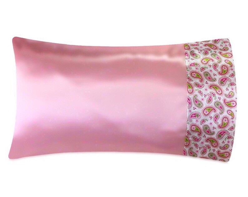 Pink Paisley Satin Pillowcase Green & Pink Satin Pillow Case Etsy