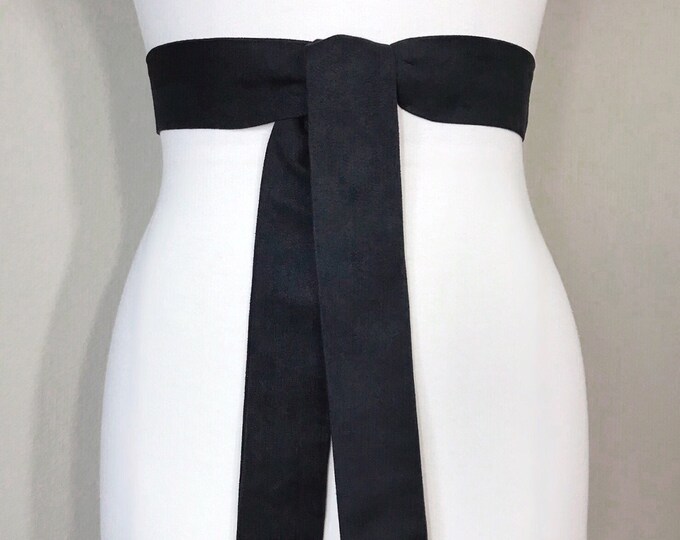 Ultra Suede Black Sash, Black Micro Suede Sash, Black Suede Cloth Sash Belt, Black Suede Accessories, Black Ultra Suede Belt, Satin Swank