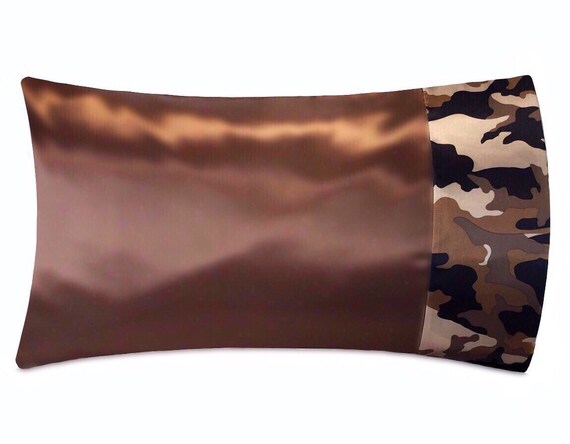 Brown Camo Satin Pillowcase Brown Camo Pillow Case Brown Etsy